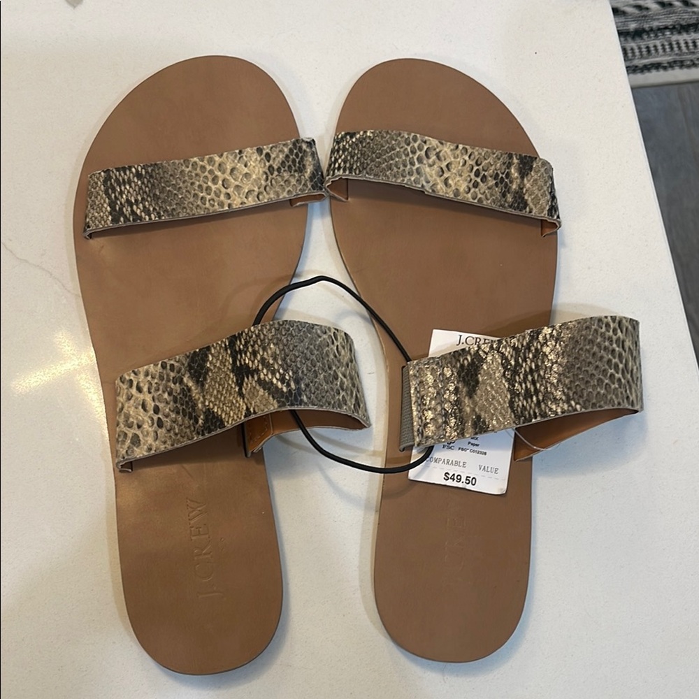 J. Crew Brown Sandals Minimalist Double-Strap Design